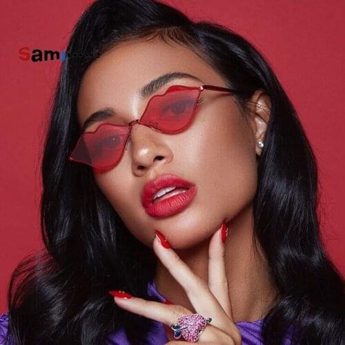 Samjune Small Red Sunglasses Women Vintage Lips Ladies Sun Glasses Brand Designer Retro Herat Sunglasses-women Eyewear Shades
