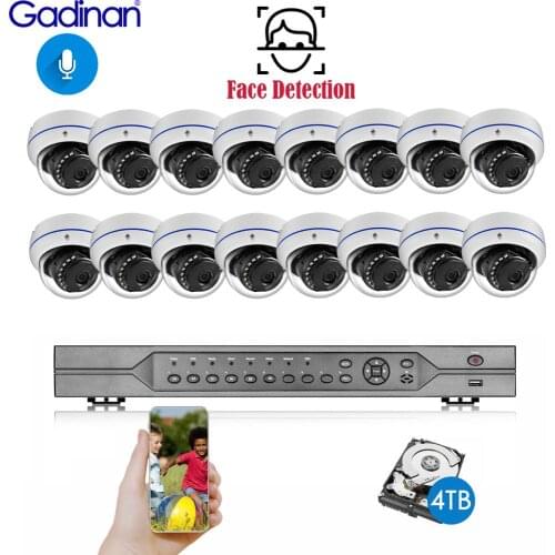 Face Detection 16CH POE NVR System Audio 5MP H.265 Night Vision Outdoor Waterproof Network Camera CCTV Security Surveillance Kit