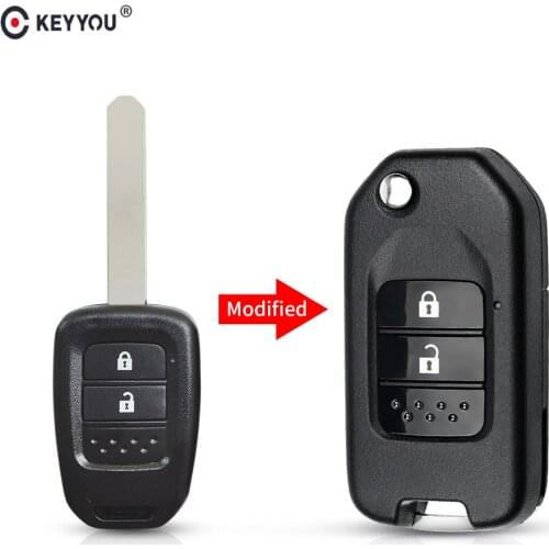 KEYYOU 10X Flip Folding Modified Remote Key Shell 2 Button Fob For Honda Fit Marina Wisdom XRV CITY Car Key