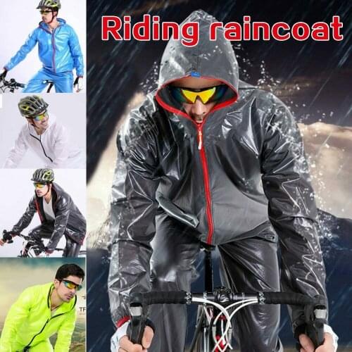 Unisex Sports Raincoat Motorcycle Cycling Waterproof Windproof Rain Suit Rainwear Breathable Reflective
