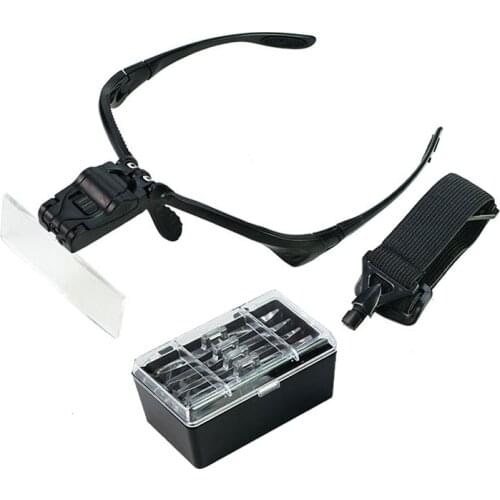 LED Illuminated Headband Magnifying Glass Jeweler Watchmaker Loupe 1X 1.5X 2X 2.5X 3.5X 5 Lens Magnifier for Reading Small Jobs