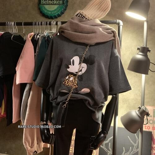 Disney Tops women 2020 summer new womens cartoon loose ladies Mickey mouse short-sleeved T-shirt womens clothes