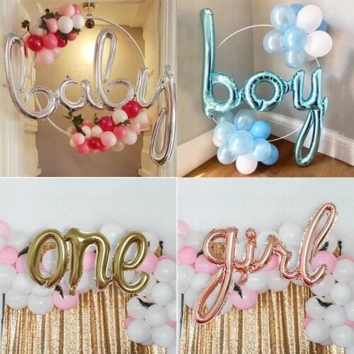 Rose Gold link One Boy Girl Baby Party Letter Foil Balloons Baby Shower 1st First Birthday Party Decoration Balloons Air Globos
