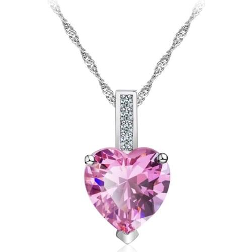 Top Quality Jewelry Natural Gemstones Moissanite Zirconia Silver Color Engagement Chain Pendant Necklaces Gift For Girl Woman