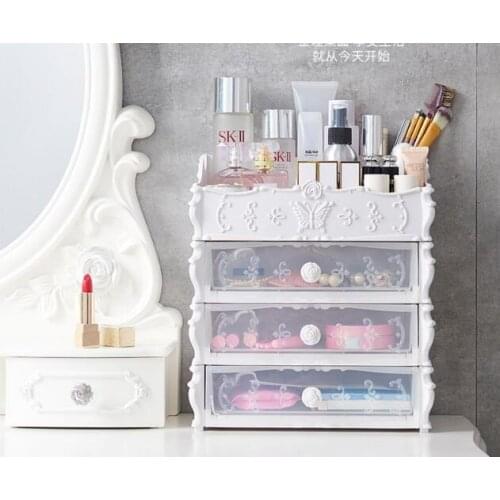 1PC Desktop Drawer Cosmetics Storage Box Plastic Multifunctional Finishing Box European Jewelry Lipstick Shelf OK 0702