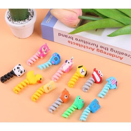 10pcs Cute Cartoon USB Charger Cable Earphone Cable Protector For iphone 5 5s 6 7 Headphone cable saver Protection