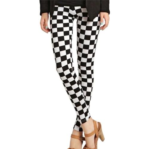 VIIANLES Women Fitness Leggins Grid Floral Stripe Trouser High Waist Pants Fashion Plaid Printing Sexy Leggings