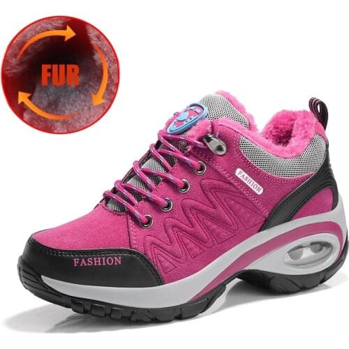 Women Winter Hiking Boots Outdoor Keep Warm Air Cushion Anti-skid Ladies Boots Non Slip Snow Boots Sports Walking Shoes Woman