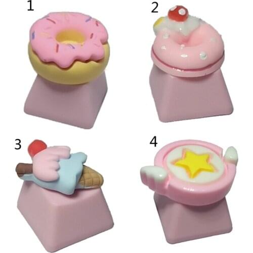 1Pc DIY PBT Keycap Pink Cute Cake Ice Cream for mechanical keyboards R4 Height Childrens Gifts