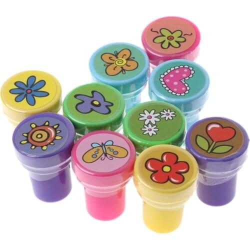 10Pcs Kid Fun Cartoon Self Inking Rubber Stamps Scrapbooking Cute School Craft Whosale&Dropship