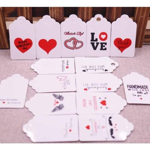 100 tag 100 string brown /white NEW DIY LOVE 5X3cm handmade with love products note tag my sweet honey for wedding tag