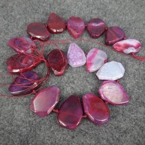 15.5inch/Full Strand Red Color Druzy Gems Stone Beaded - Slab Slice Raw stone Connector Beads Pendant Polished- C-1919