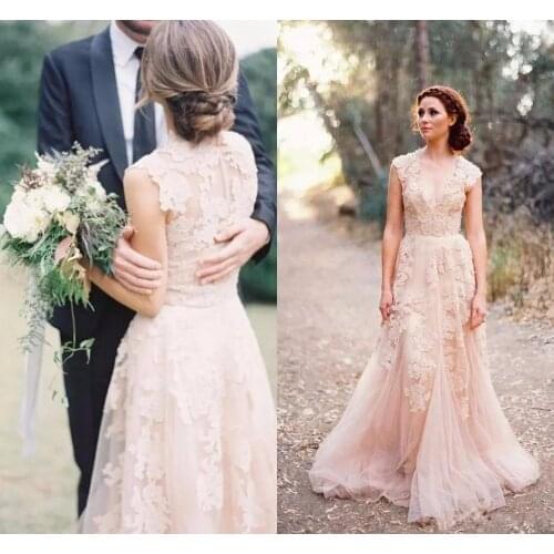 2021 lace Wedding Dresses A Line V Neck Lace Appliques Tulle Bridal Gowns Cheap Formal Plus Size wedding gown