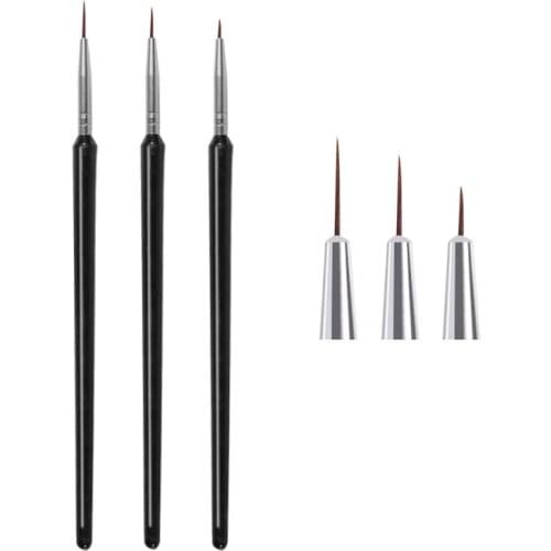 3Pcs/Set Black Nail Art Lines Painting Pen Brush Professional High Quality UV Gel Polish Pull Line Pen Manicure Drawing Tool