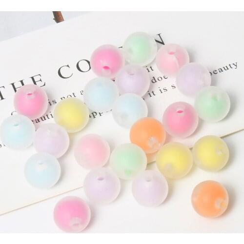 50/100Pcs/Lot 10x9mm Acrylic Spaced Beads Matte Transparent Round Loose Beads For DIY Necklace Earrings Jewelry Accessories