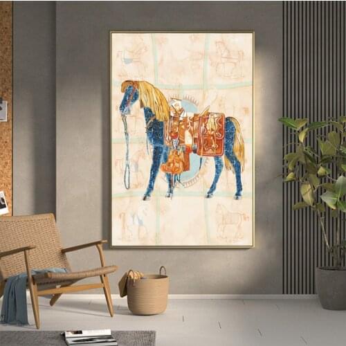 Abstract Arabic Gold Horse Wall Art Canvas Prints Modern Animal Canvas Art Paintings On The Wall Pictures Posters Wall Decor