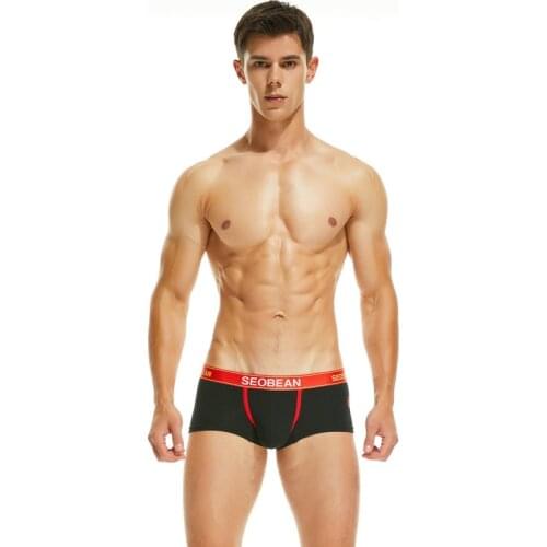 Free shipping new mens seobean underwear fashion male cotton panties low-waist sexy bags trunk