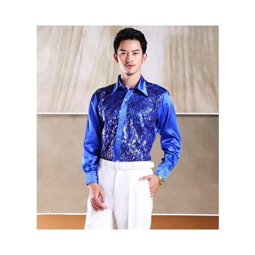 Free shipping sequins decoration mens tuxedo shirts party/event shirts