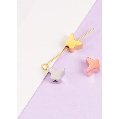 Fnixtar 20Pcs Cute Butterfly Beads Charms Mirror Polish Stainless Steel Beads For Making Necklace Braid Bracelets Accessories