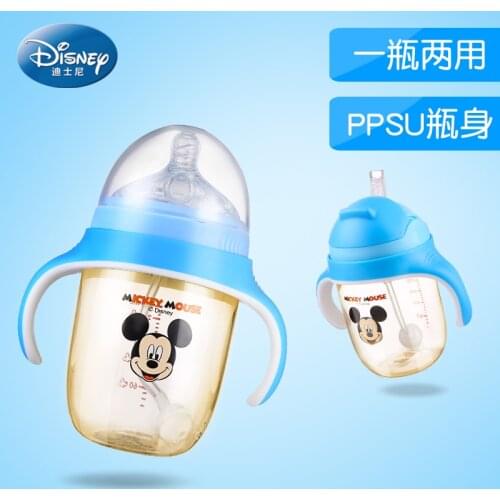 Disney PPSU Baby Feeder Wide Break-resistant Nuk With Handles Feeding Bottle Silicone Nipple Water Baby Feeding Bottle