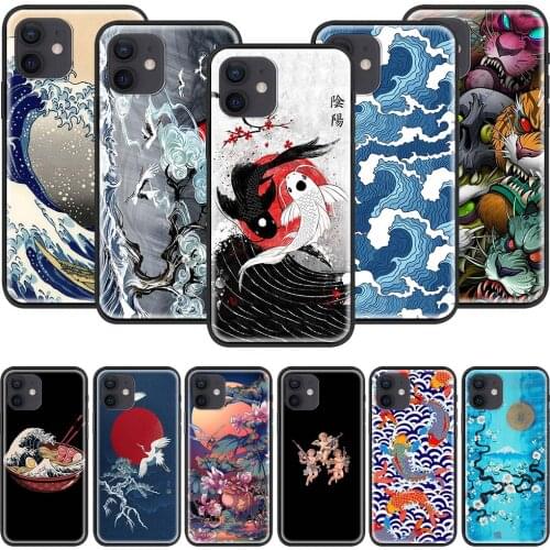 Japanese Style Art Japan Case for iPhone 11 12 Pro Max 7 Plus 8+ X XS XR SE 2020 Funda iPhone 11 Soft Coque Smart Phone Cover