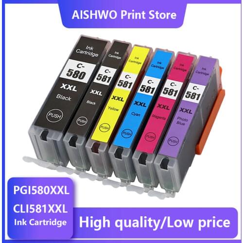 ASW 6PK Compatible pgi580 cli581 ink for Canon PGI 580 PGBK CLI 581 BK/C/M/Y/PBK XL for PIXMA TS8150 TS8151 TS8152 TS9150 TS9155