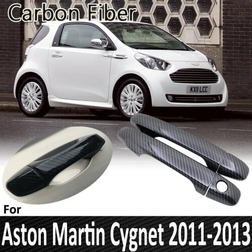 Black Carbon Fiber for Aston Martin Cygnet AJ10 10 2011 2012 2013 Auto Door Handle Cover Sticker Decorations Car Accessories