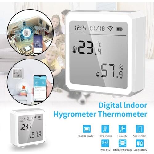 Accurate Digital Hygrometer Thermometer Wifi App Connection Indoor Temperature Humidity Meter Monitor Smart Control xqmg new hot