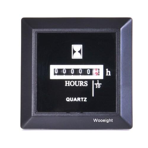 Wooeight 6 Digit Digital 0-99999.9 Hour Round Mechanical Hourmeter Hour Meter Counter Timer With Lighting Indicator AC 100-250V
