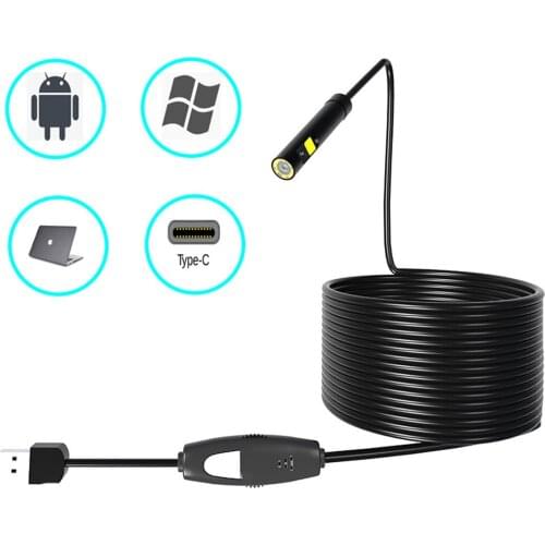 5.5mm/7mm/8mm USB Endoscope Water-Proof IP66 Inspection CMOS Borescope Camera Handheld Microscope