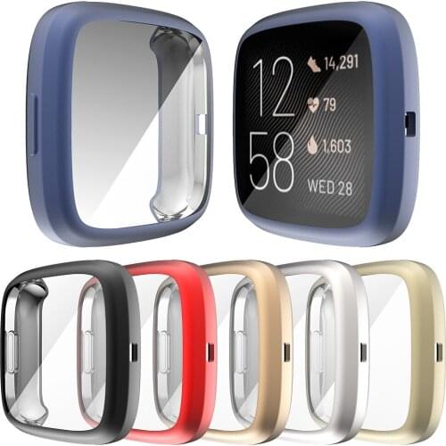 Flexible Screen Protector TPU Case for Fitbit Versa 2/3/Sense Watch Cover Matte Bumper Scratch-resistant Lightweight Shell
