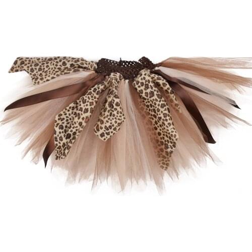 Baby Girls Wild Fluffy Tutu Skirt Baby Birthdays Party Costume Leopard Tulle Tutus Brown Skirts Photo Props