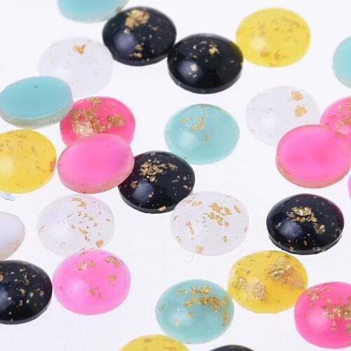 8mm Artificial Opal Hamsa Resin Round Flat Back Opal stone Resin Opal Cabochon 50pcs