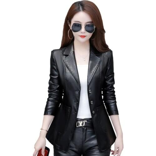 Top selling product in 2020 women leather coat Elegant women blazer High quality short jacket Korean style leather jacktes 95