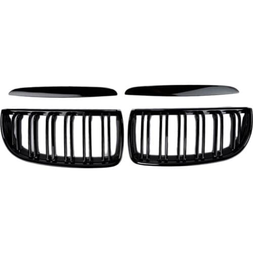 Liplasting 1 Pair Gloss Black ABS Plastic Front Kidney Grille Grill for BMW E90 320i car-styling