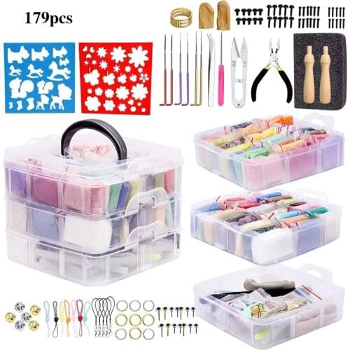 LMDZ Needle Felting Kit,Needle Felting Supplies,Needle Felting Wool Set Included 48 Colors Wool Roving, Wool Felt Tools and Foam