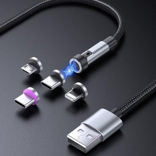 540 Degree Roating Magnetic Fast Charge USB Micro Type C Cable Magnet Data Charger Wire Mobile Phone Cable For iPhone 12 11 Cord