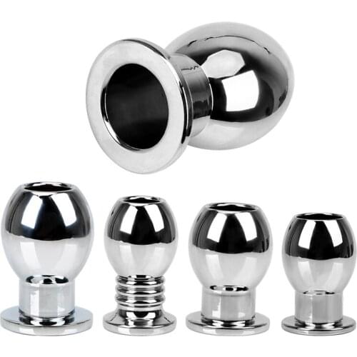 Metal Hollow Anal Plug Douche Enema Prostata Massager Sex Toys For Woman Men Gay Peep Vaginal Butt Plug Anal Dilato