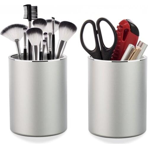 Metal Pencil and Pen Holder Vaydeer Round Aluminum Desktop Organizer and Cup Storage Box