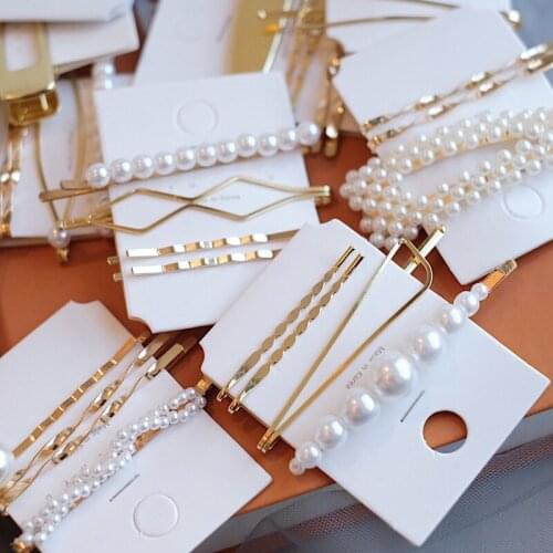 Fashion simple personality hair clip for women with inlay faux pearl design hair Pins and clips headwear female barrettes