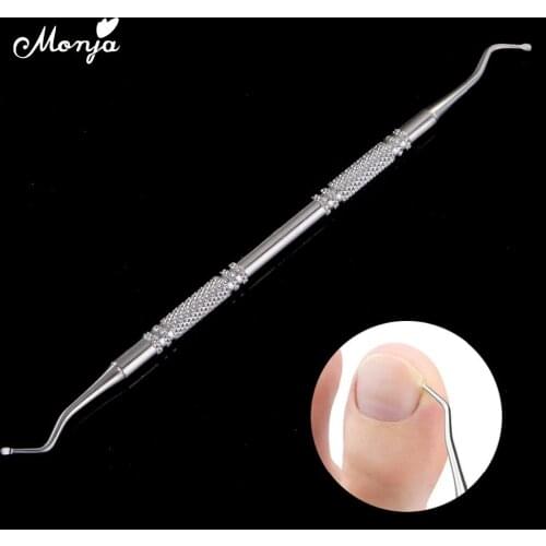 Monja Dual end Nail Art Stainless Steel Cuticle Pusher Groove Pick Corrector Toe Dead Skin Remover Manicure Tool