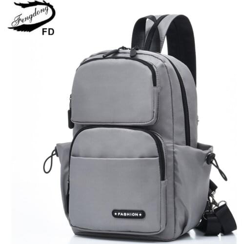 Fengdong men mini backpack usb port small sports backbag sling chest bag male bagpack male multifunctional crossbody bag