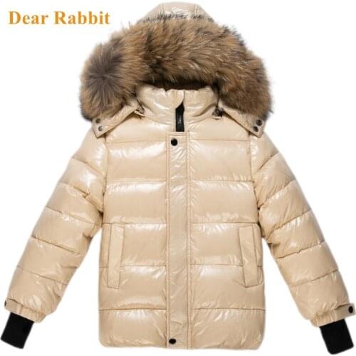 -30 New girls winter down jacket for boys clothes 2-8 y children clothing thicken outerwear & coats parka real fur kids snowsuit