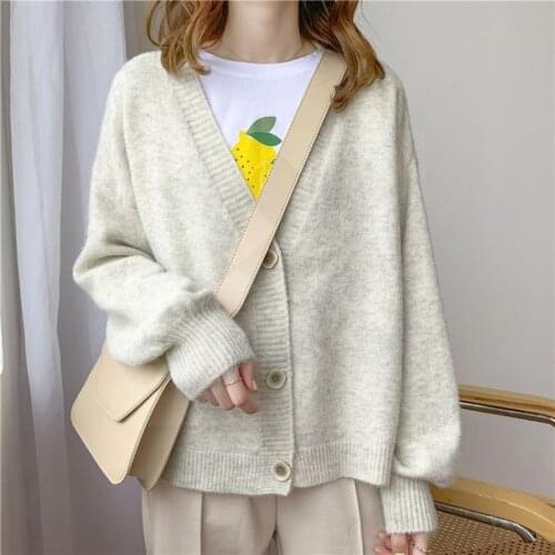 Autumn Winter Women Sweater Cardigans Oversize V neck Knit Cardigans Girls Outwear Korean Chic Tops Suete Mujer Poncho