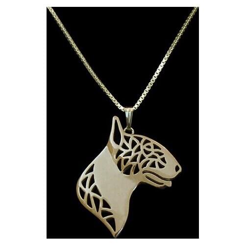 Wholesale cartoon Boho Chic Alloy bull terrier necklace bulldog pendant jewelry golden colors plated 12pcs/lot