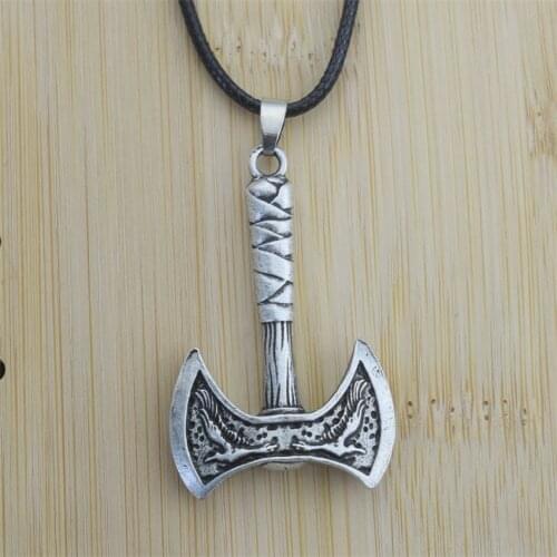 Viking Celtic Raven Axe Necklace Odins Symbol Pendant For Men Jewelry Gift