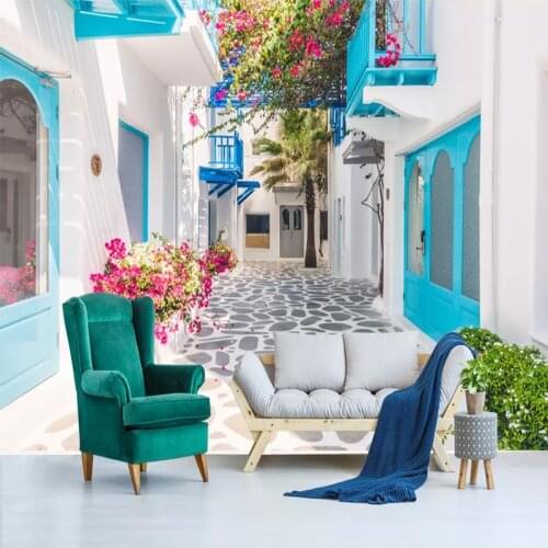 Custom 3D Photo Wallpaper Home Decor Romantic Warm Greek Santorini Love Sea Mural Living Room Bedroom Background 3D Wall Cloth
