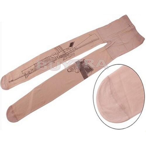 Sexy Womens Gun Tattoo Socks Pantyhose Stockings Tights Leggings New Transparent