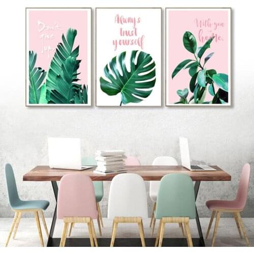 Nordic Little Fresh Decorative Painting Green Sofa Pink Ins Home Hanging Painting Dining Room Bedroom Bedside Leaf Wall Painting
