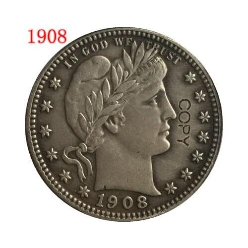USA 1908 P,D,O,S BARBER OR LIBERTY HEAD QUARTER DOLLARS COPY COINS
